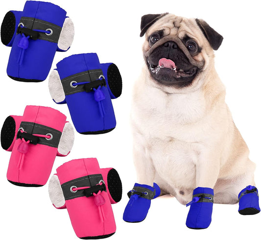 "Cozy and Stylish Winter Dog Shoes - Keep Your Pup'S Paws Warm and Protected with Anti-Slip Boots and Reflective Straps!"